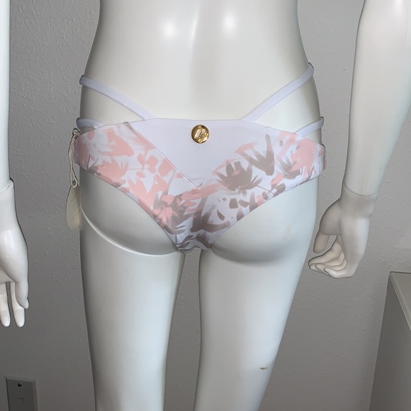 RISE CITY SWIM *Jayde* pink white tie dye strappy bikini bottom S M L - Picture 2 of 11